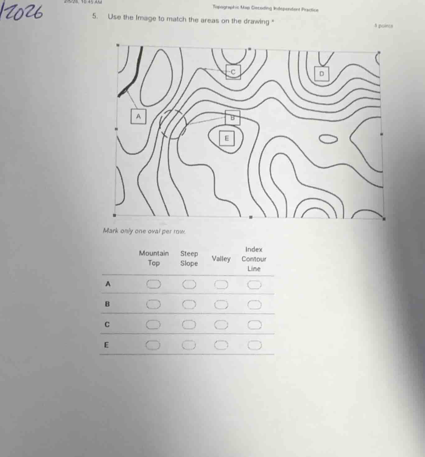 topographic map decoding independent practice 5. use the image to match…