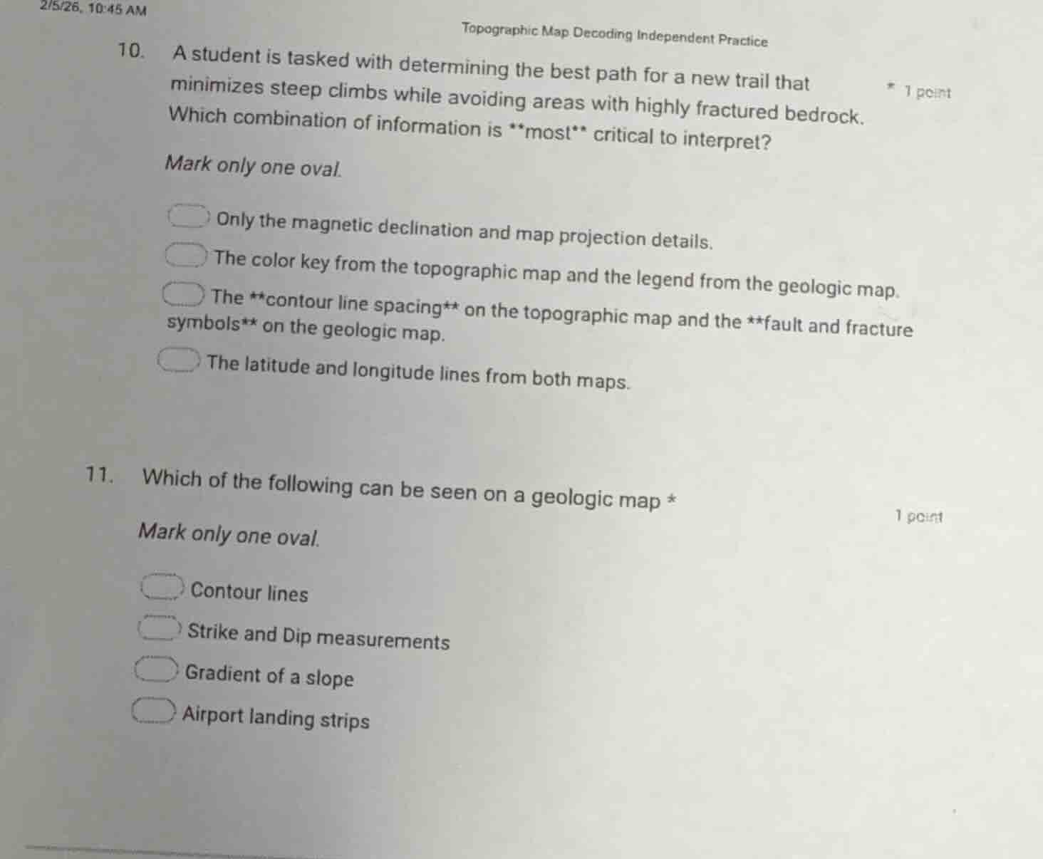 topographic map decoding independent practice 10. a student is tasked w…