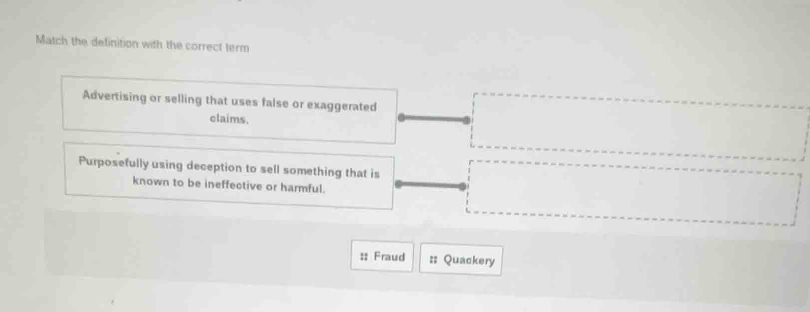 match the definition with the correct term advertising or selling that …