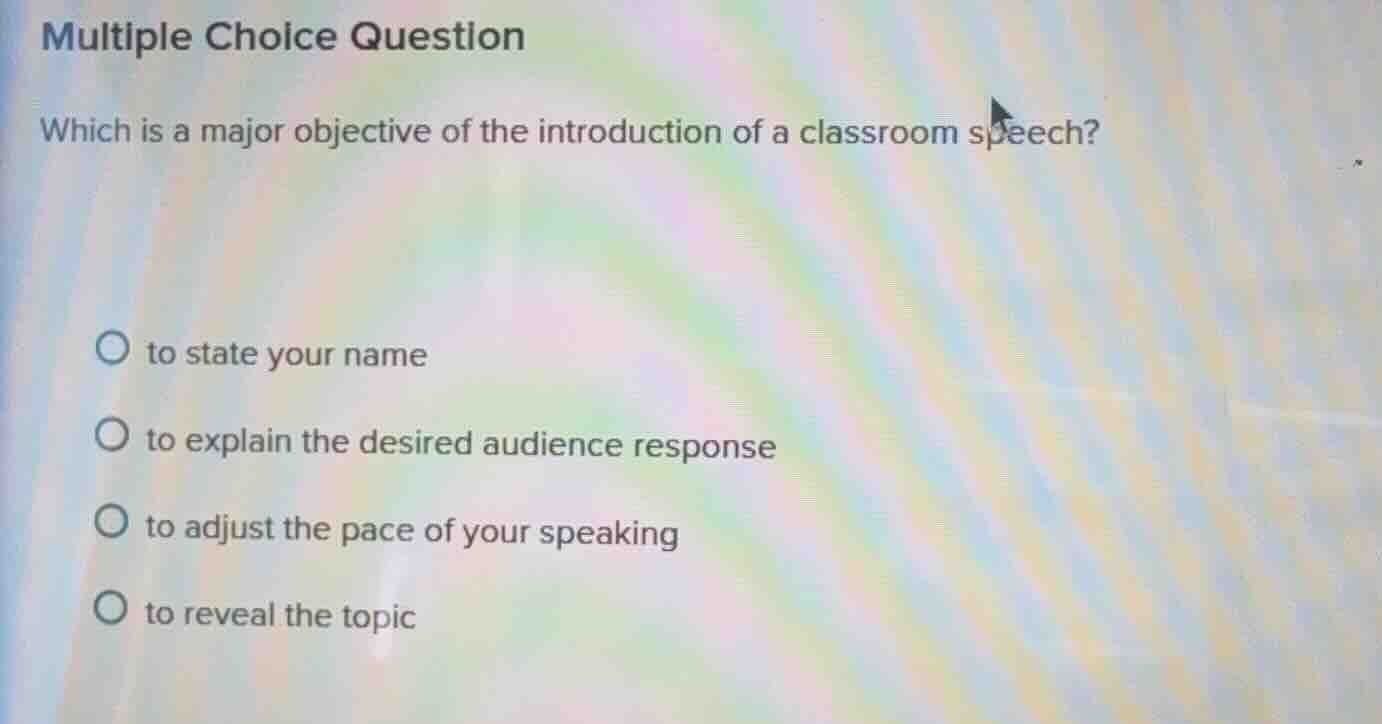 multiple choice question which is a major objective of the introduction…