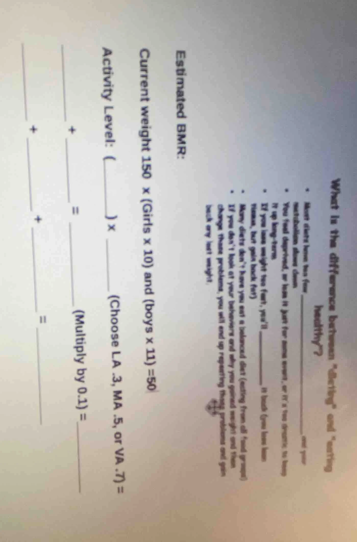 what is the difference between \dieting\ and \eating healthy\?• most di…