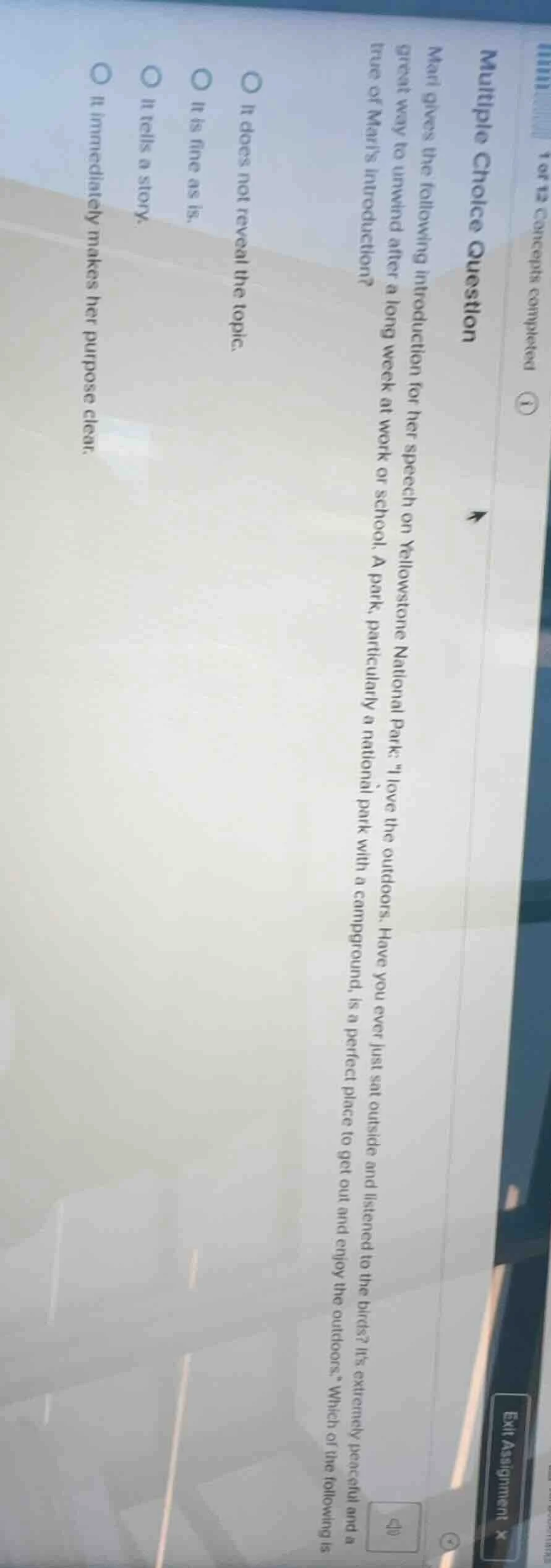 multiple choice question mari gives the following introduction for her …