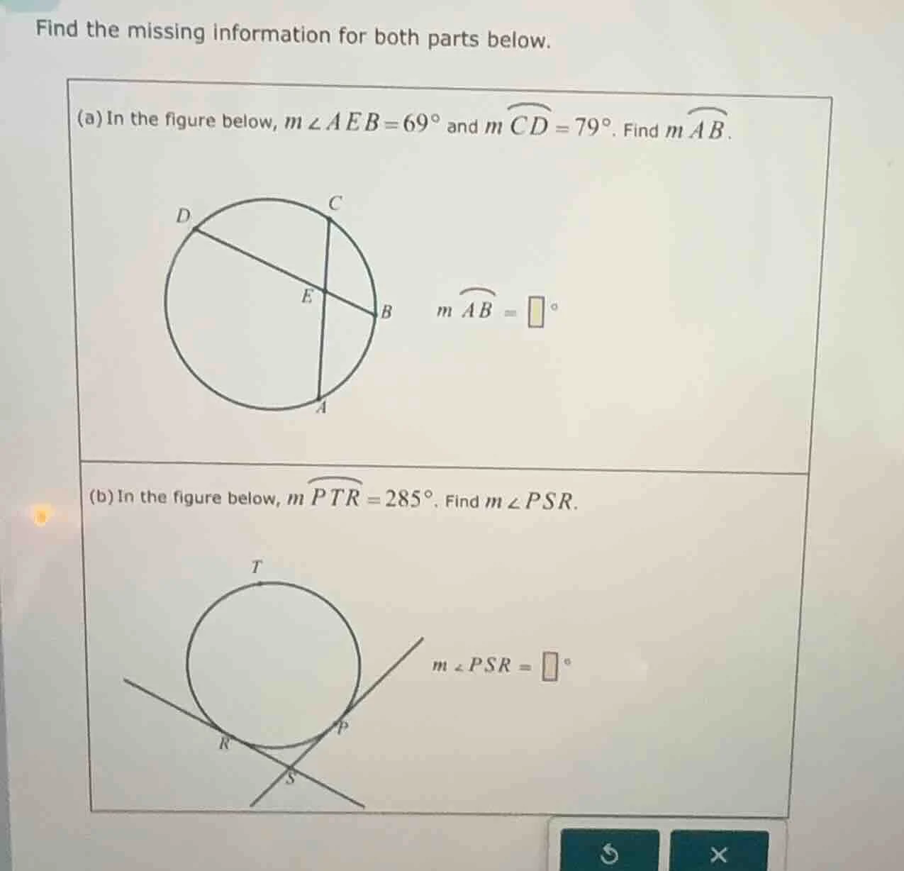 find the missing information for both parts below. (a) in the figure be…