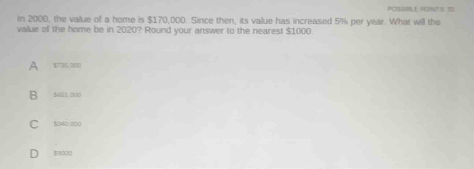 possible points: 20 in 2000, the value of a home is $170,000. since the…
