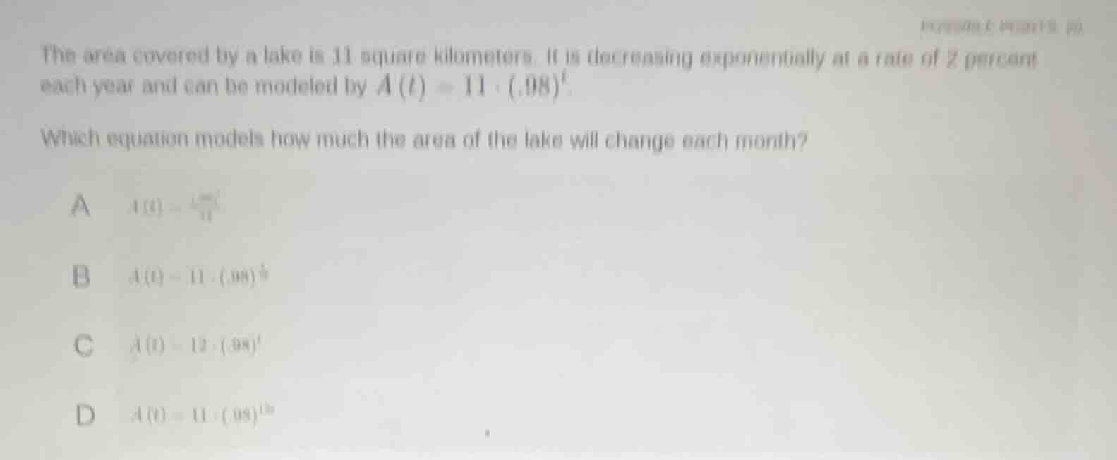 the area covered by a lake is 11 square kilometers. it is decreasing ex…