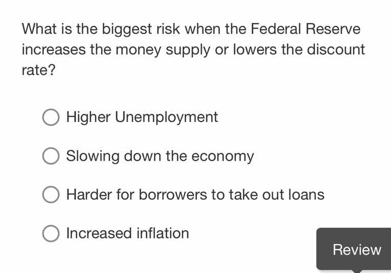 what is the biggest risk when the federal reserve increases the money s…