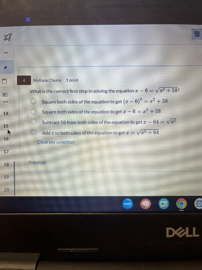 4 multiple choice 1 point what is the correct first step in solving the…