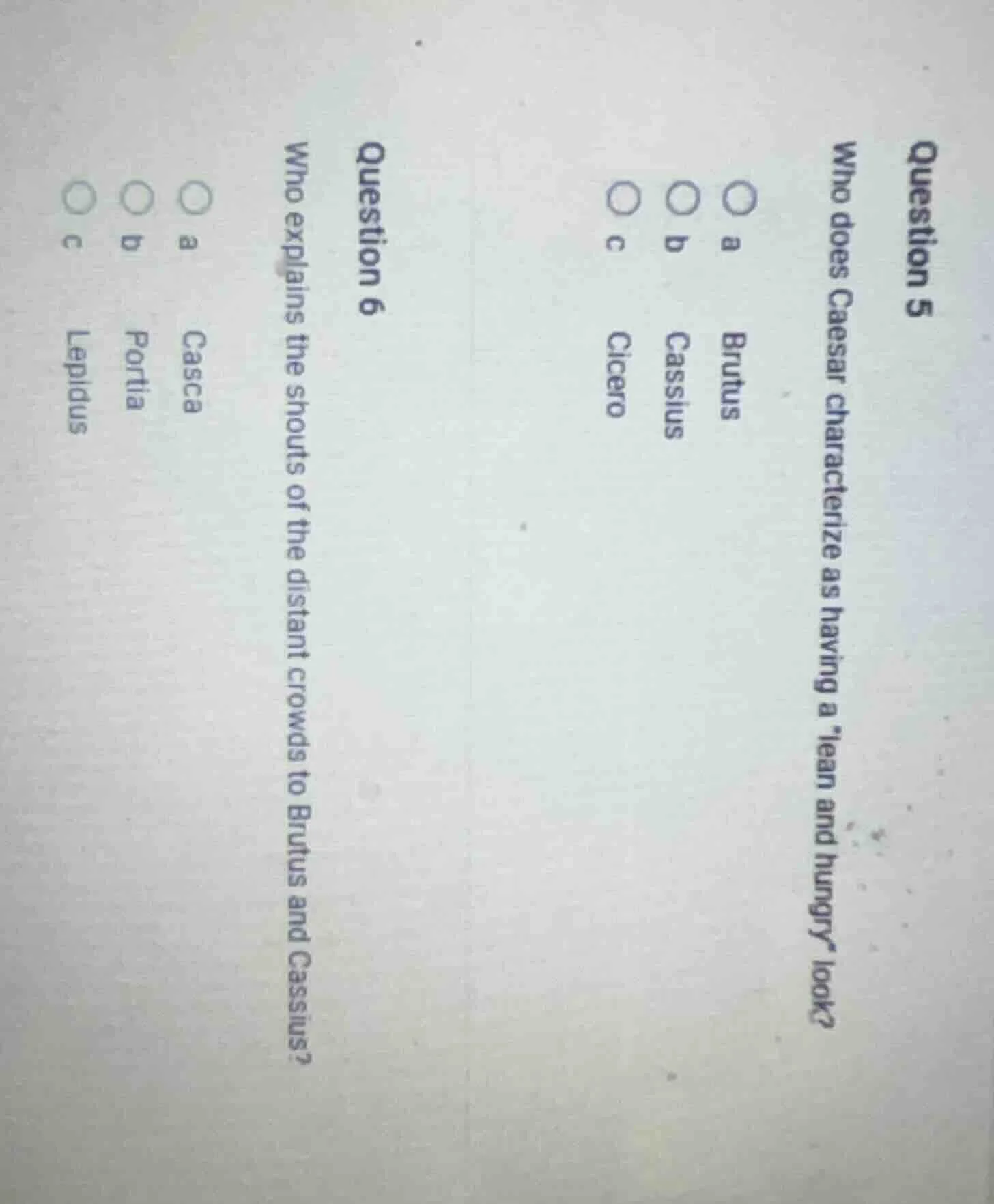 question 5 who does caesar characterize as having a lean and hungry loo…