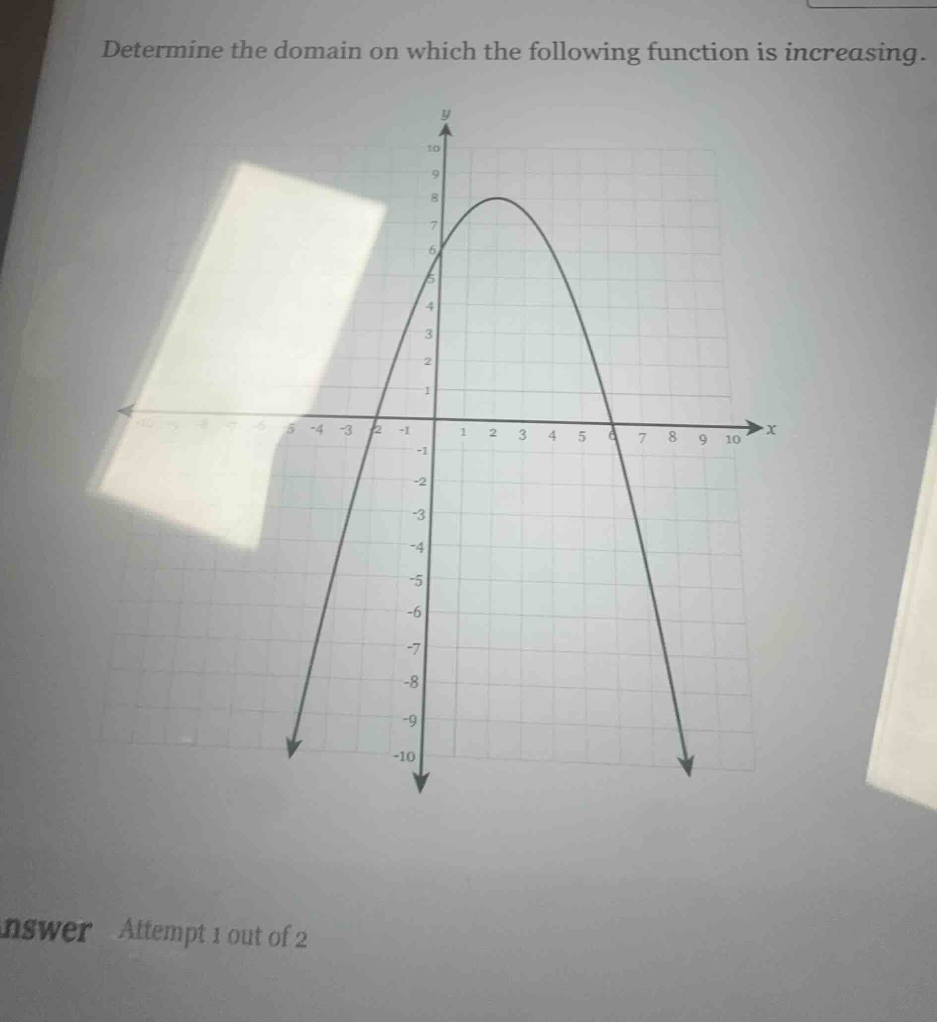 determine the domain on which the following function is increasing. swe…