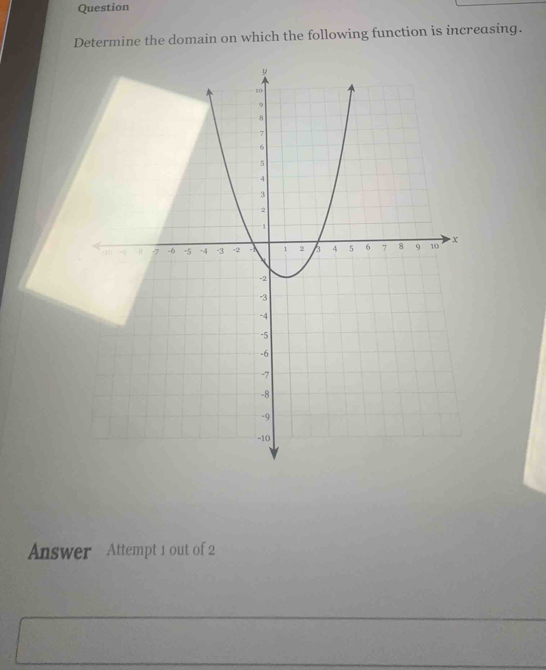 question determine the domain on which the following function is increa…