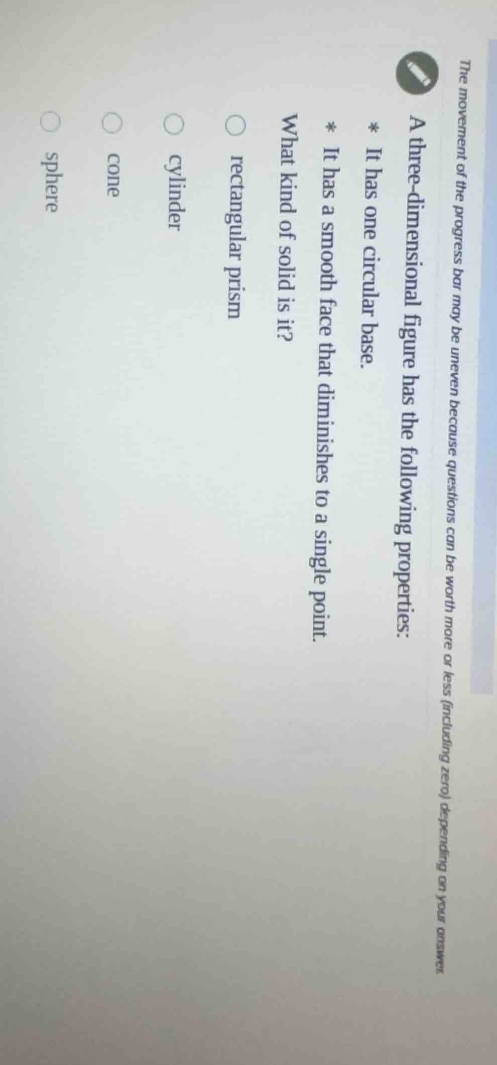 the movement of the progress bar may be uneven because questions can be…