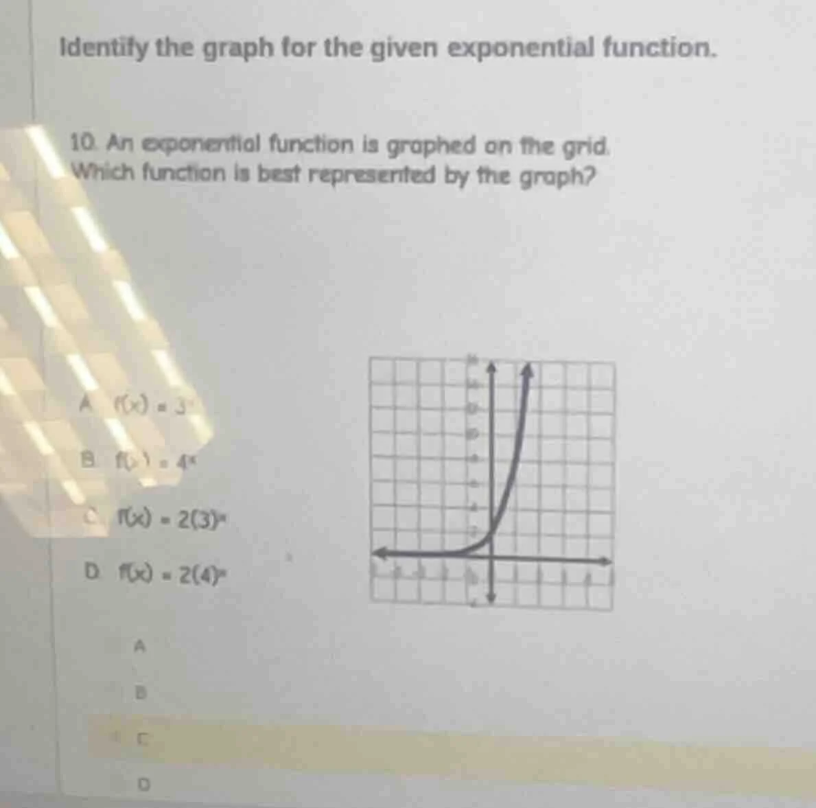 identify the graph for the given exponential function. 10. an exponenti…