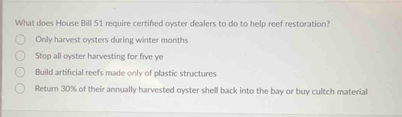 what does house bill 51 require certified oyster dealers to do to help …