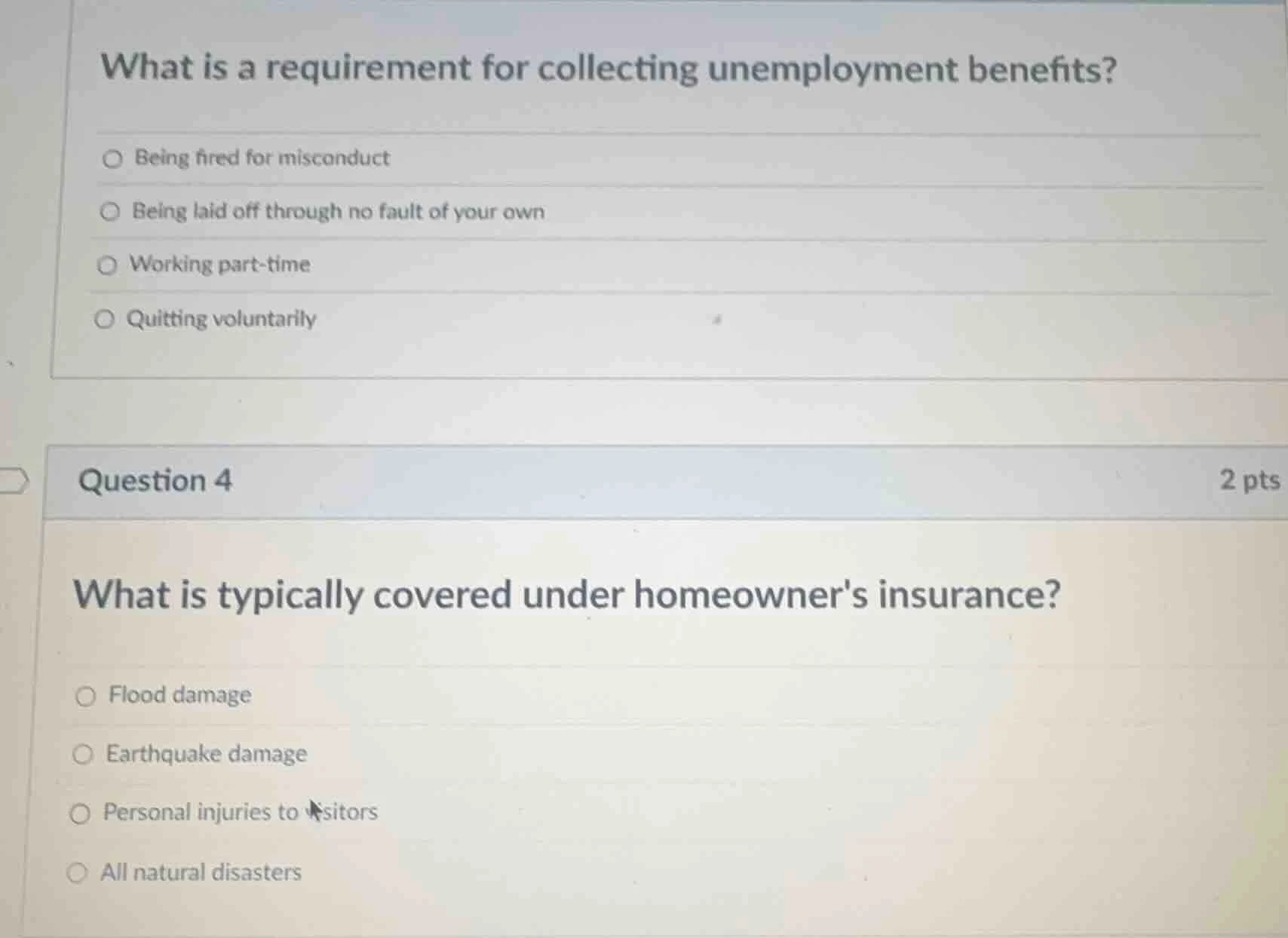 what is a requirement for collecting unemployment benefits?○ being fire…