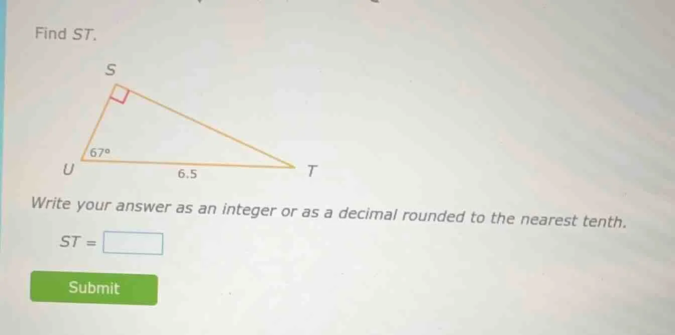 find st. write your answer as an integer or as a decimal rounded to the…