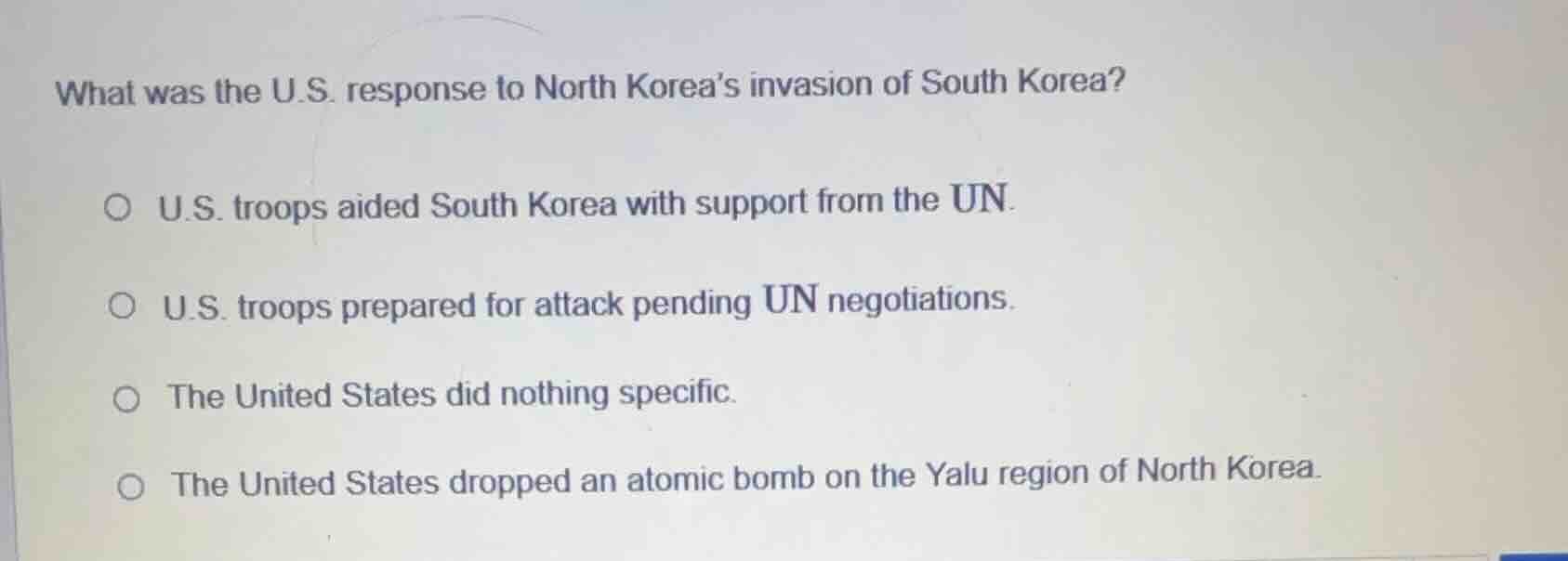 what was the u.s. response to north koreas invasion of south korea? ○ u…