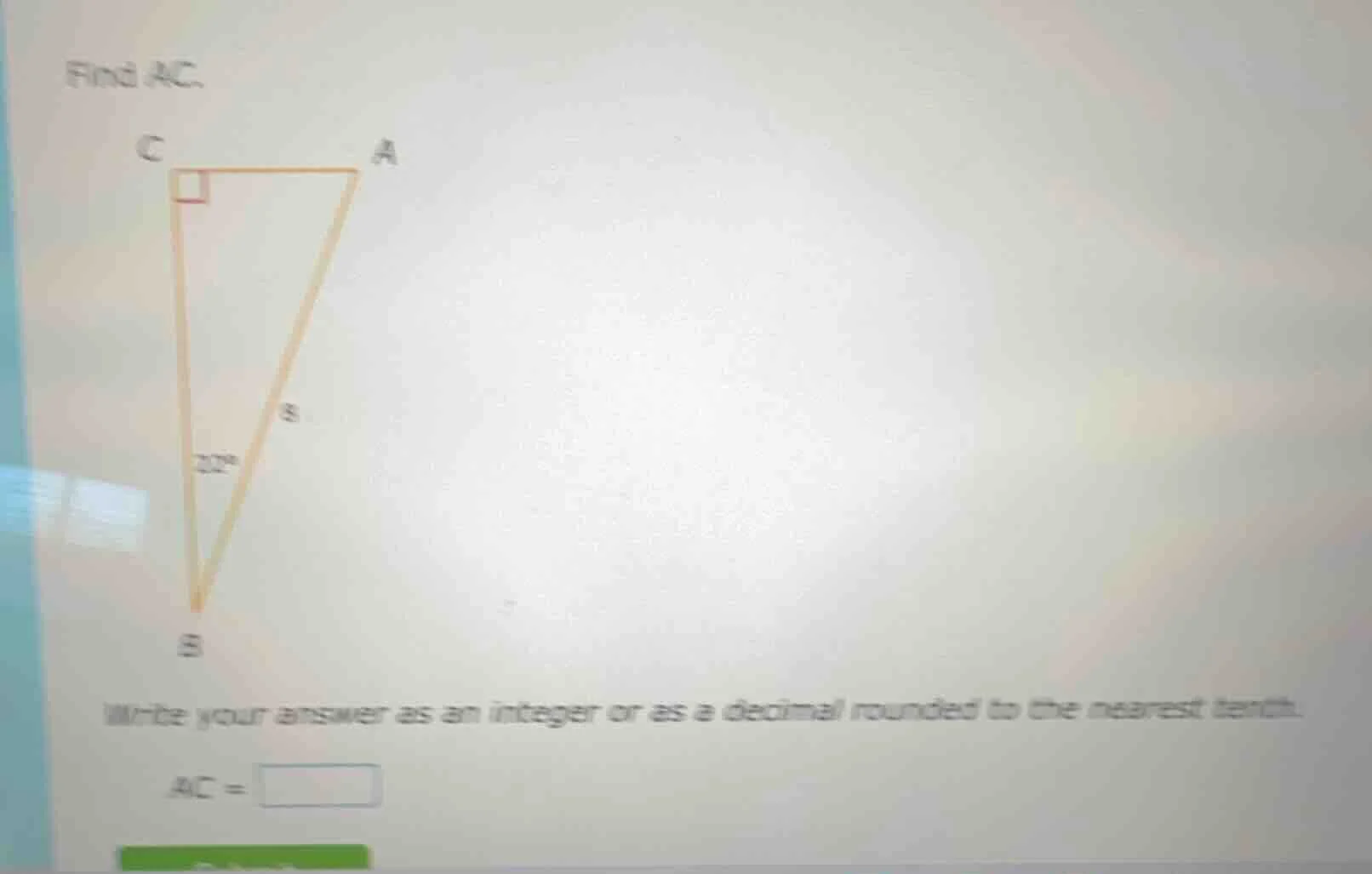 find ac. write your answer as an integer or as a decimal rounded to the…