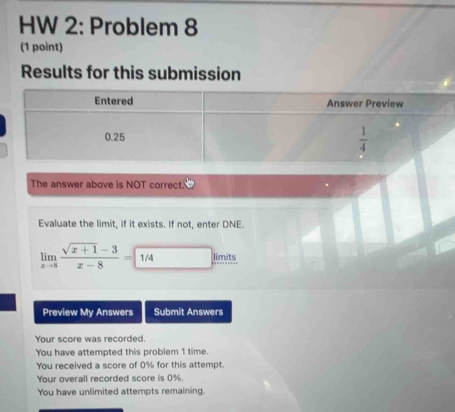 hw 2: problem 8 (1 point) results for this submission entered answer pr…