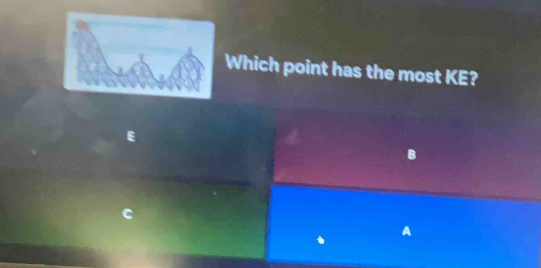 which point has the most ke? e b c a