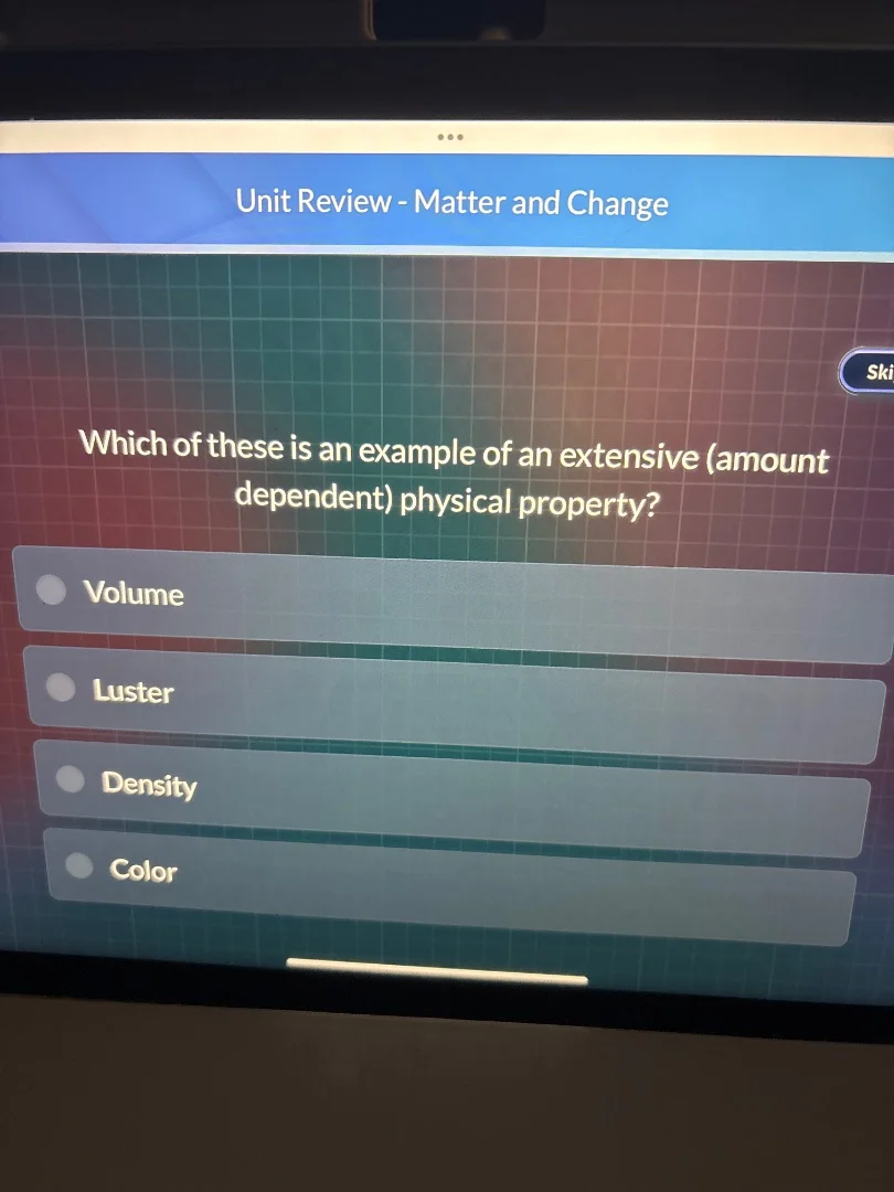 unit review - matter and change which of these is an example of an exte…