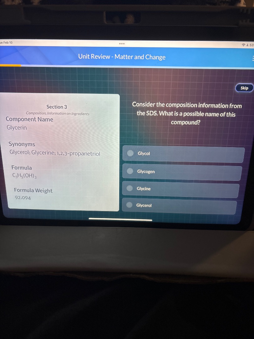 unit review - matter and change skip section 3 composition, information…