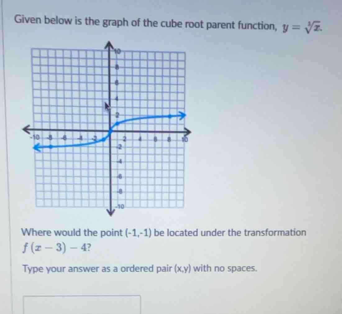 given below is the graph of the cube root parent function, $y = \\sqrt3…