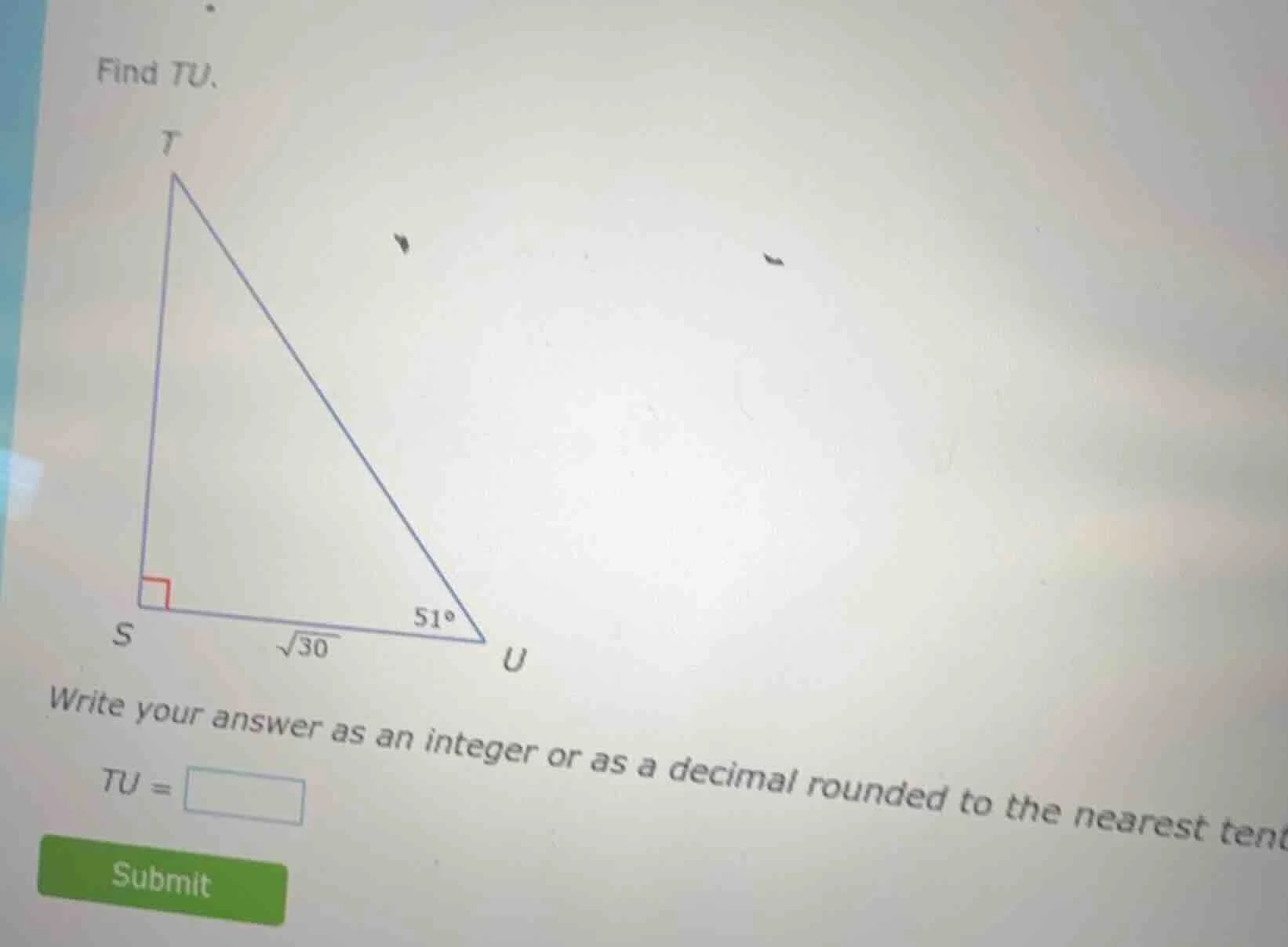 find $tu$. write your answer as an integer or as a decimal rounded to t…