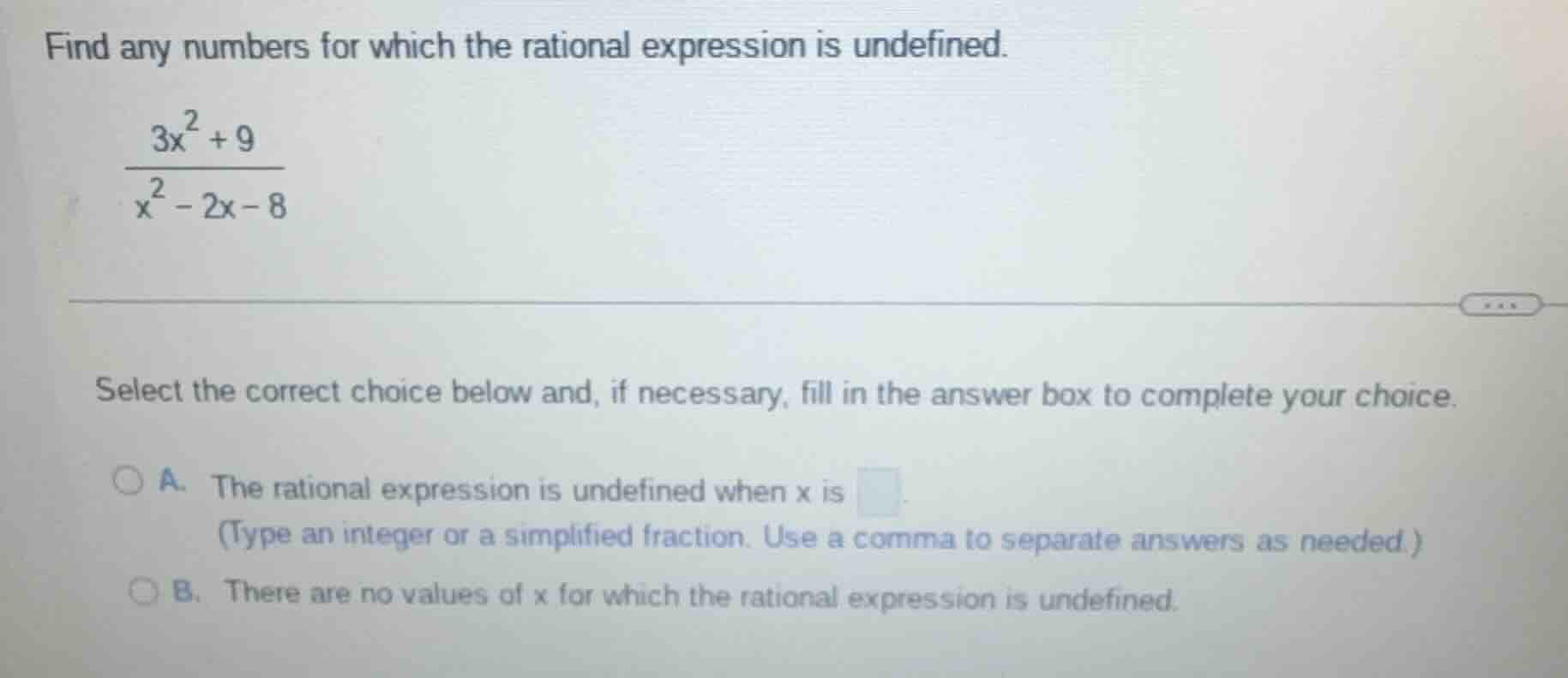 find any numbers for which the rational expression is undefined. $\frac…