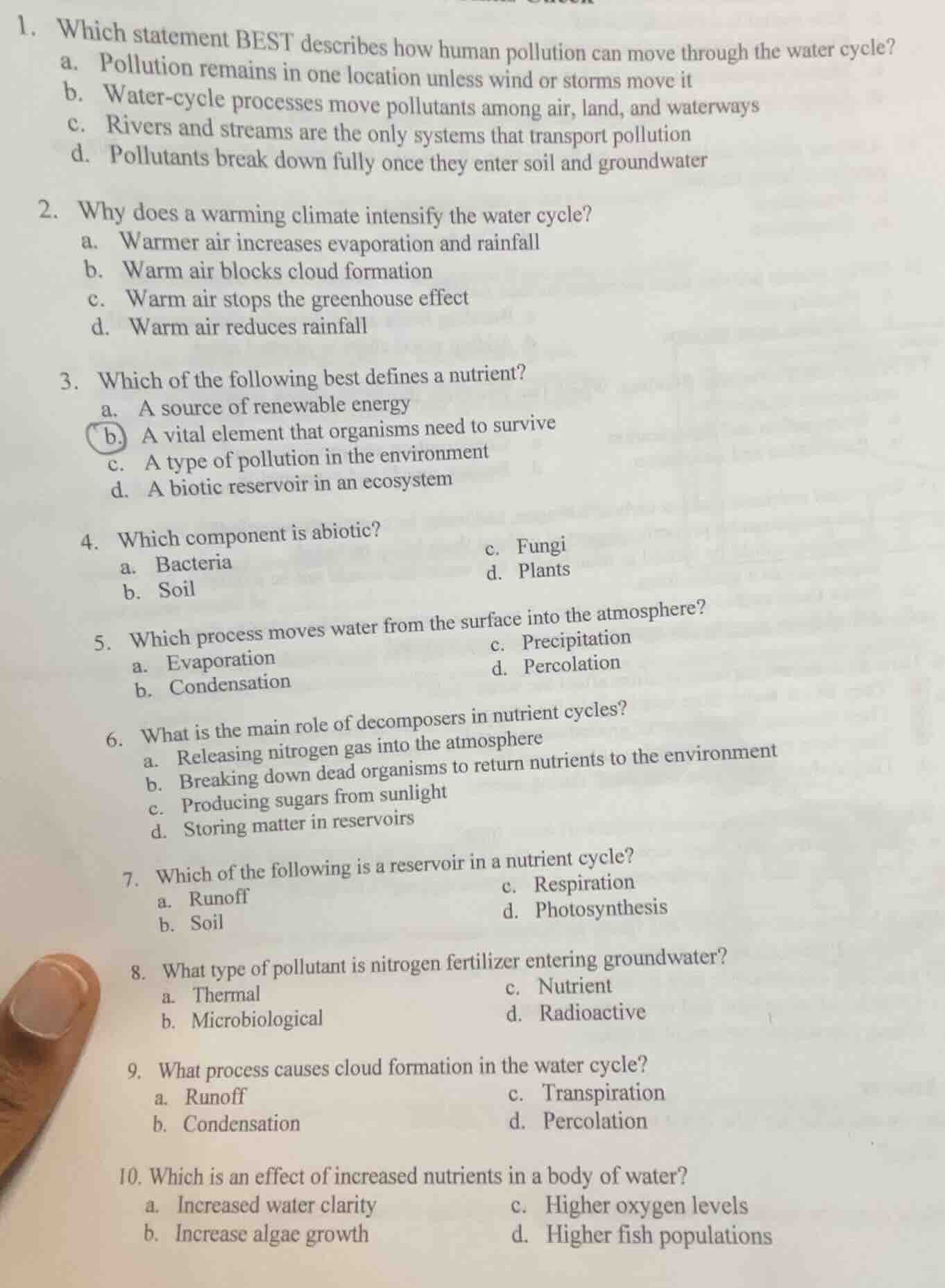 1. which statement best describes how human pollution can move through …