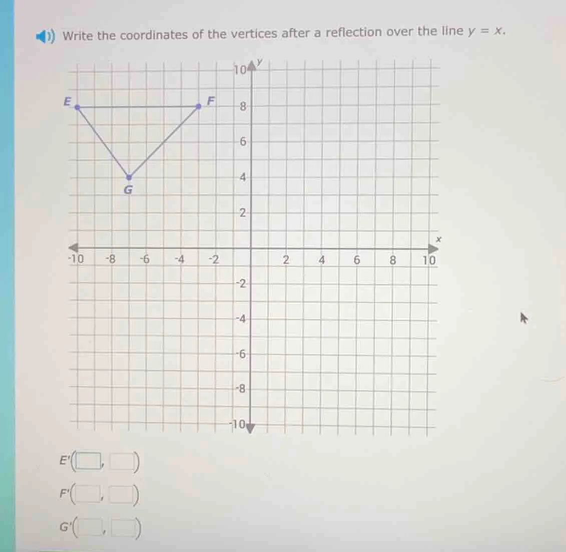 write the coordinates of the vertices after a reflection over the line …