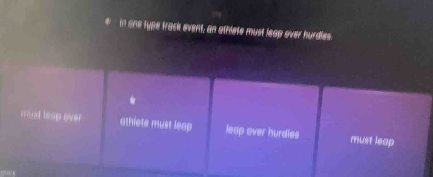 a. in one type track event, an athlete must leap over hurdles. must lea…