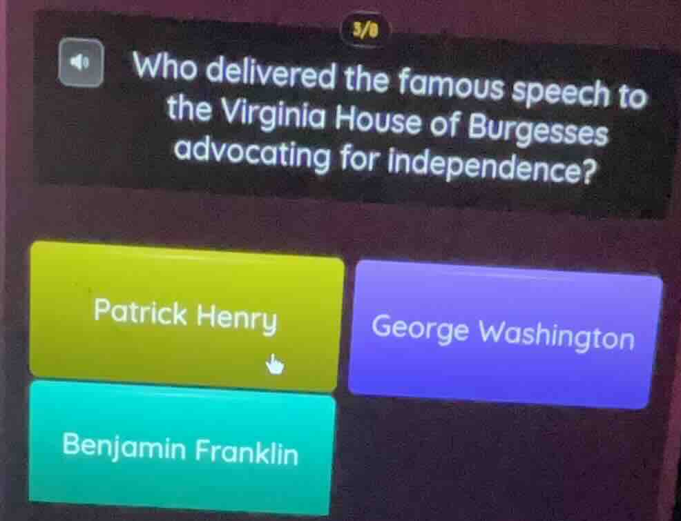 3/8 who delivered the famous speech to the virginia house of burgesses …