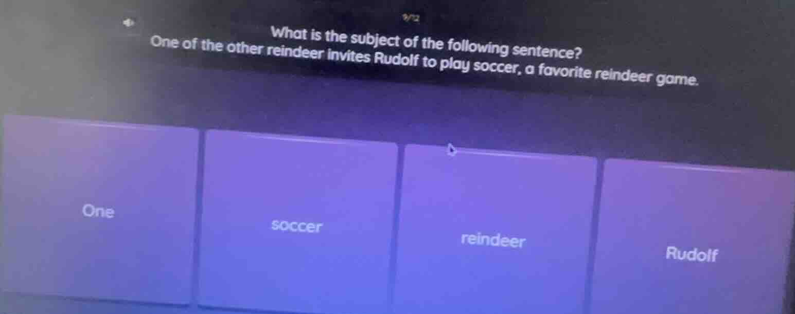 what is the subject of the following sentence? one of the other reindee…