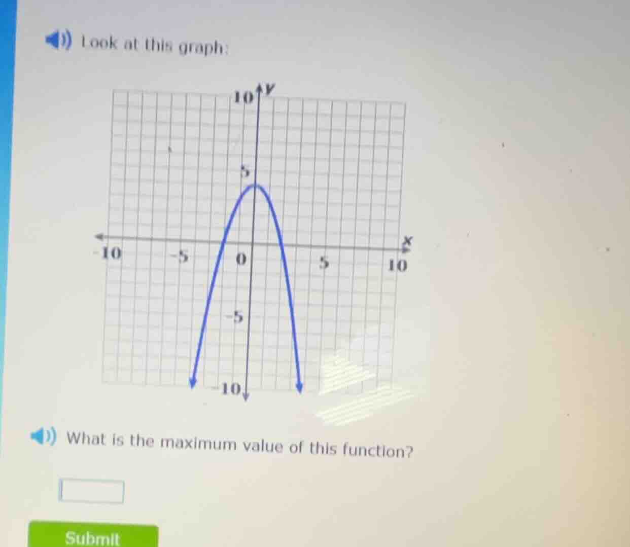 look at this graph: what is the maximum value of this function?