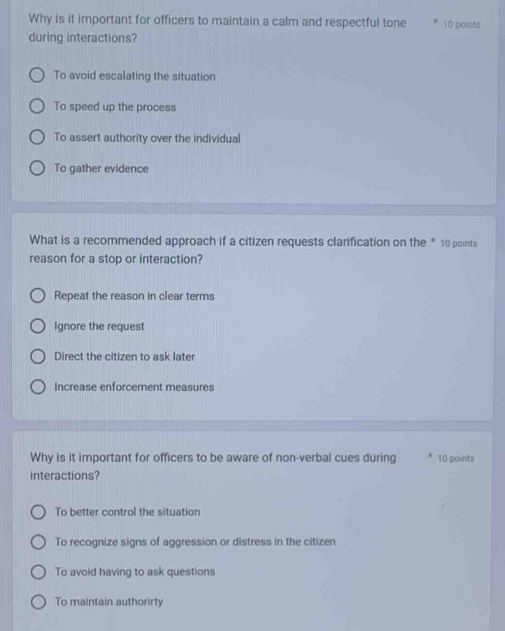 1. why is it important for officers to maintain a calm and respectful t…