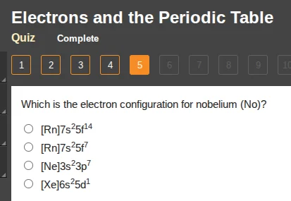 electrons and the periodic table quiz complete 1 2 3 4 5 6 7 8 9 10 whi…