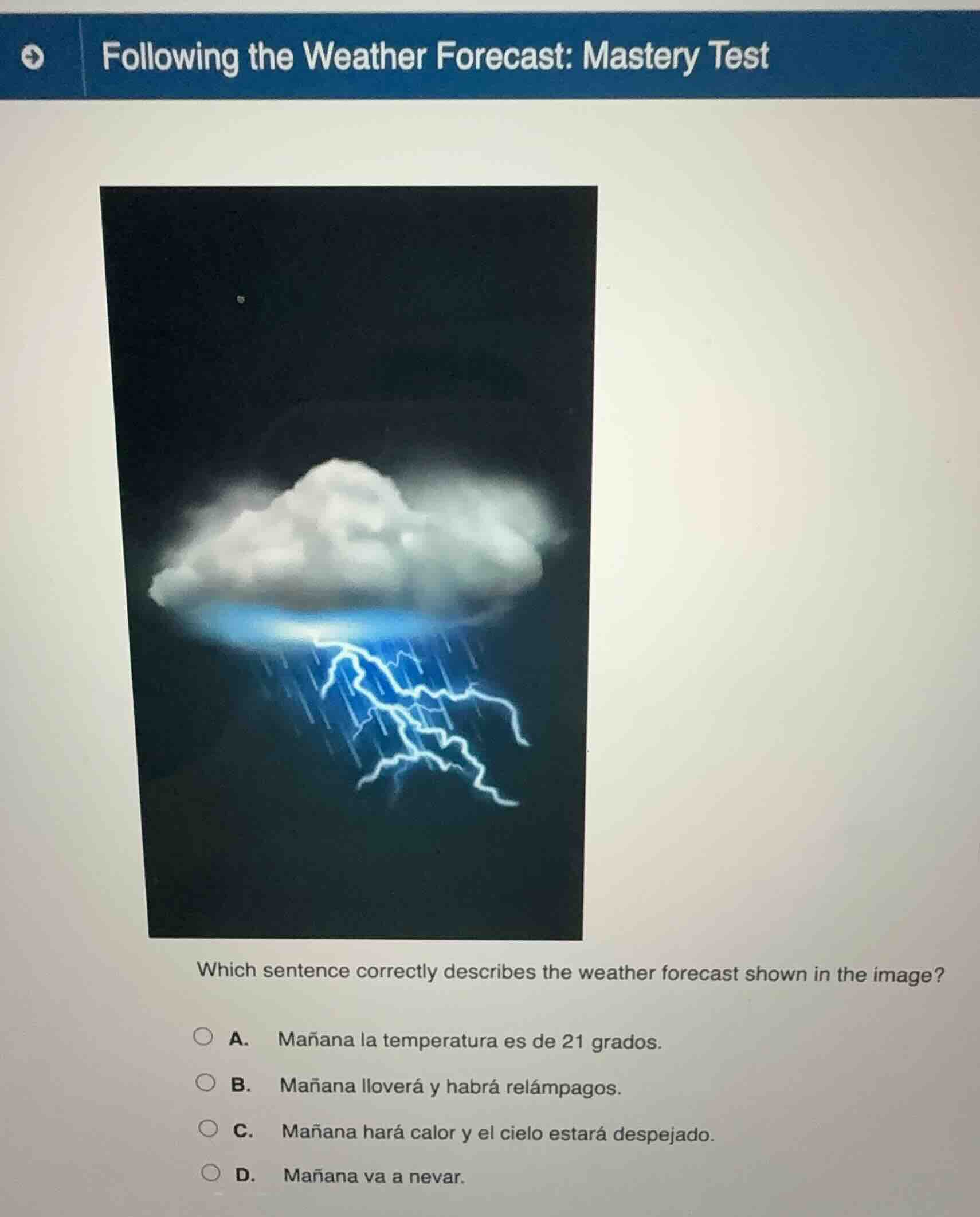 following the weather forecast: mastery test which sentence correctly d…