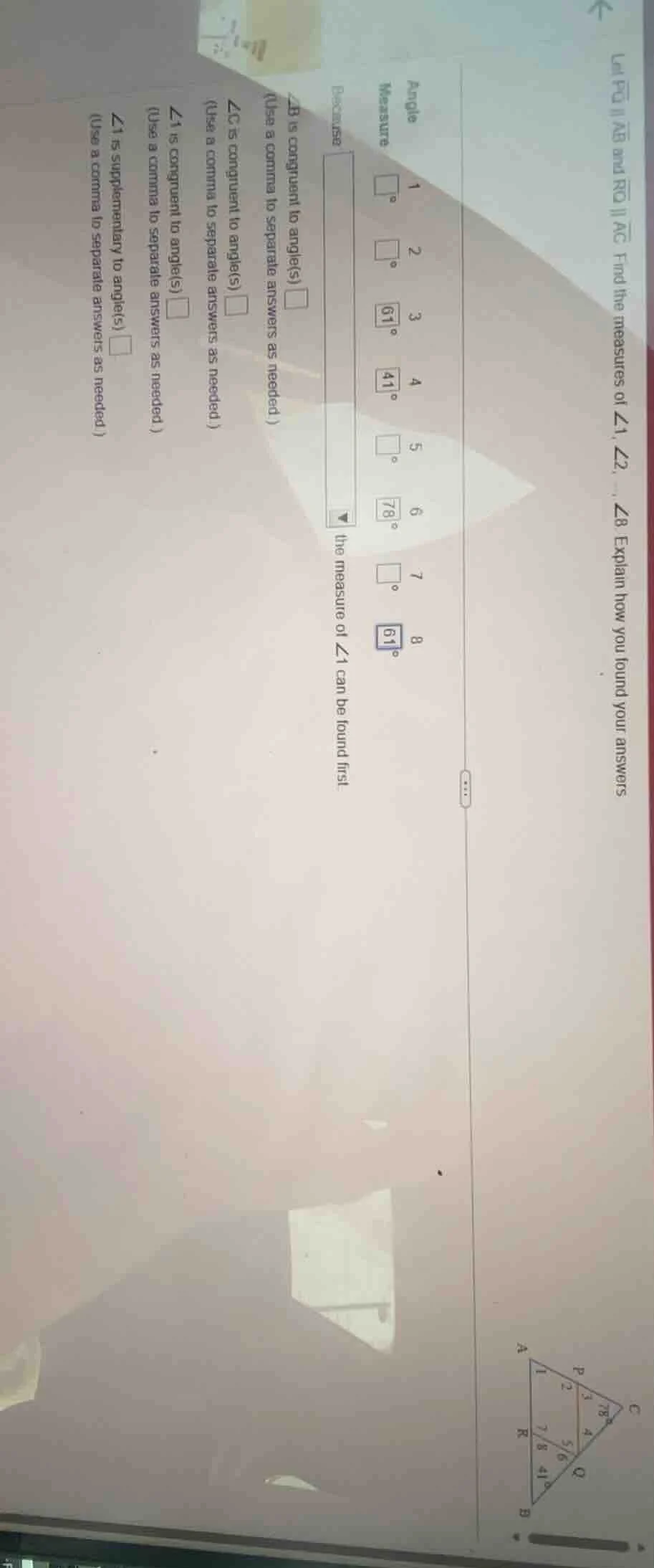 let $overline{pq} parallel overline{ab}$ and $overline{rq} parallel ove…