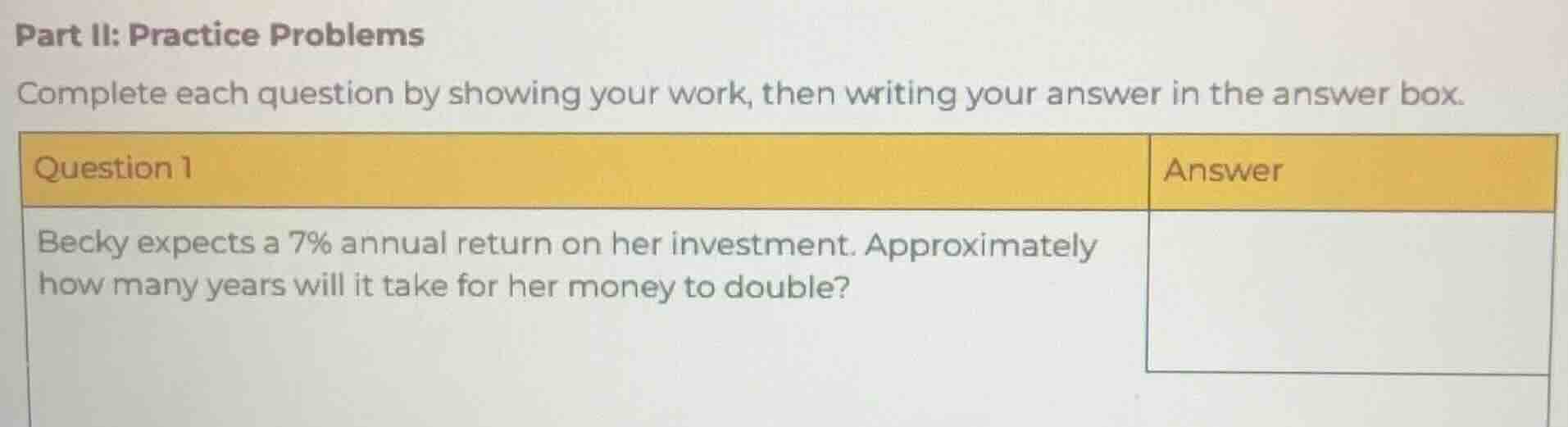 part ii: practice problems complete each question by showing your work,…