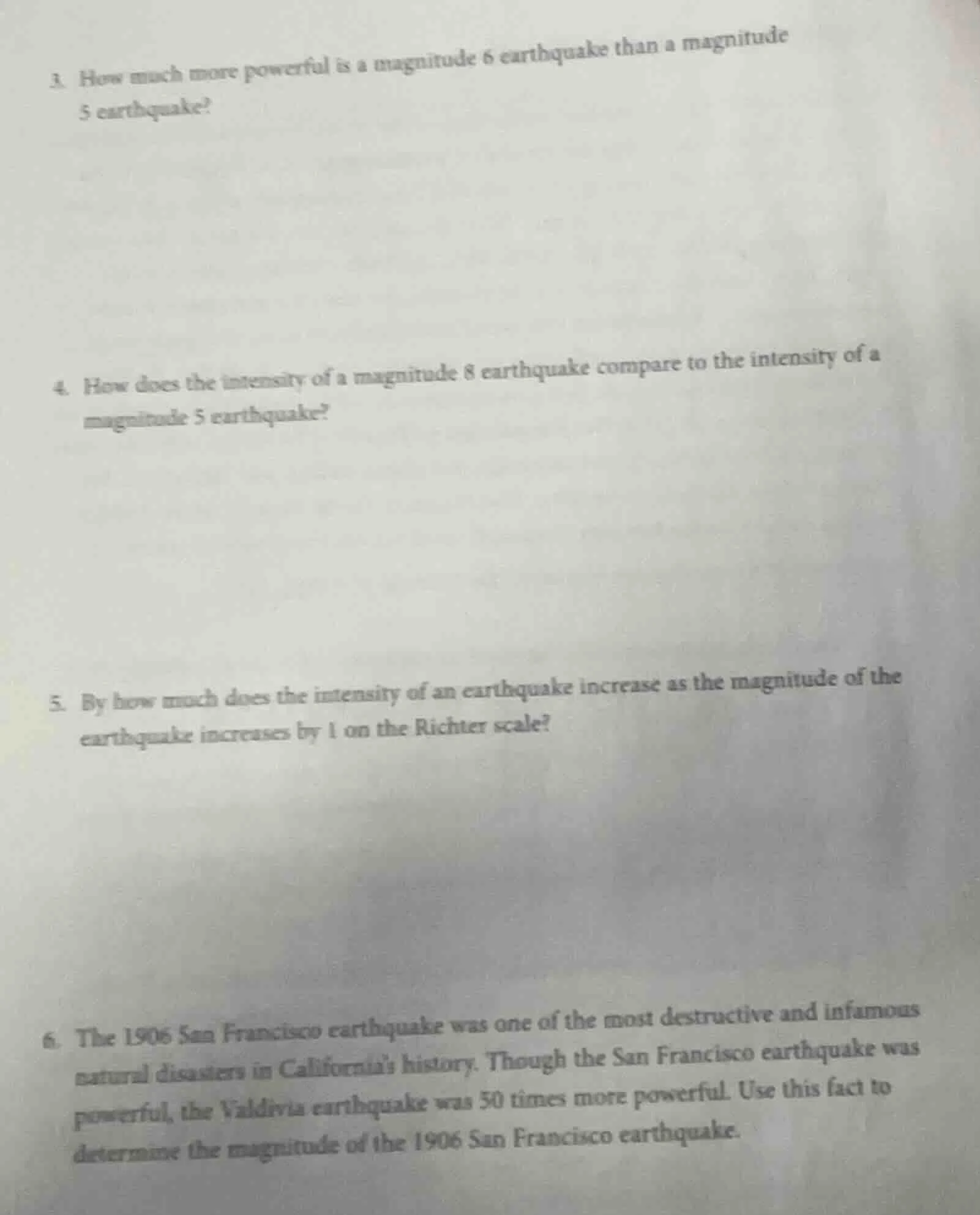 3. how much more powerful is a magnitude 6 earthquake than a magnitude …