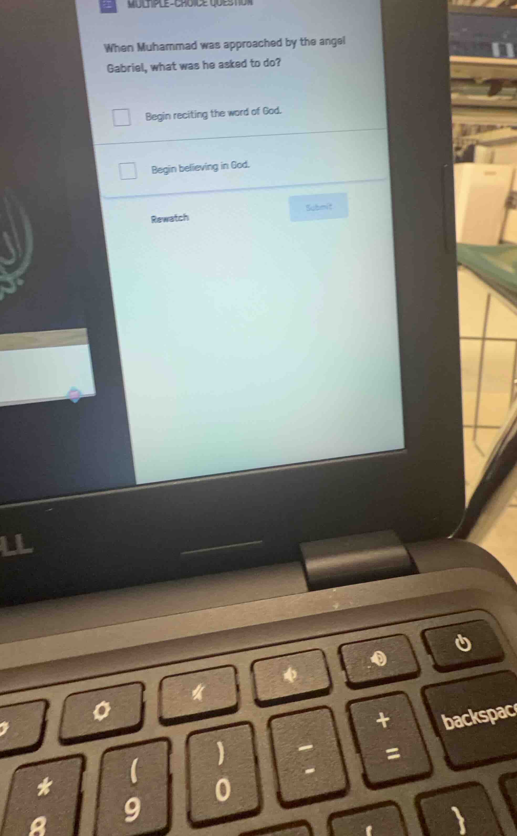 multiple-choice question when muhammad was approached by the angel gabr…