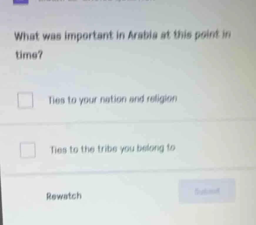 what was important in arabia at this point in time? ties to your nation…