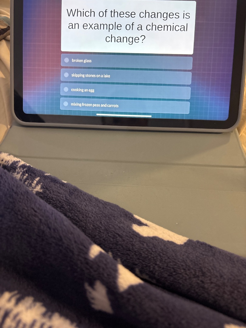 which of these changes is an example of a chemical change? broken glass…