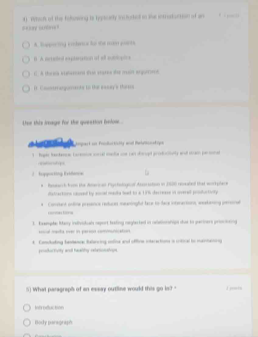 4) which of the following is typically included in the introduction of …