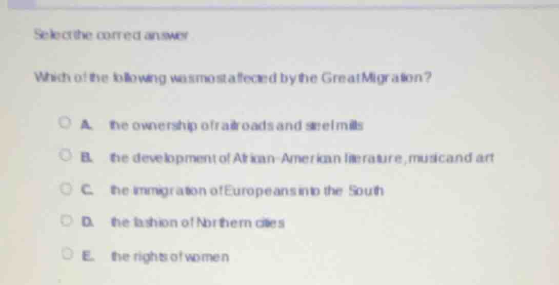 select the correct answer which of the following was most affected by t…