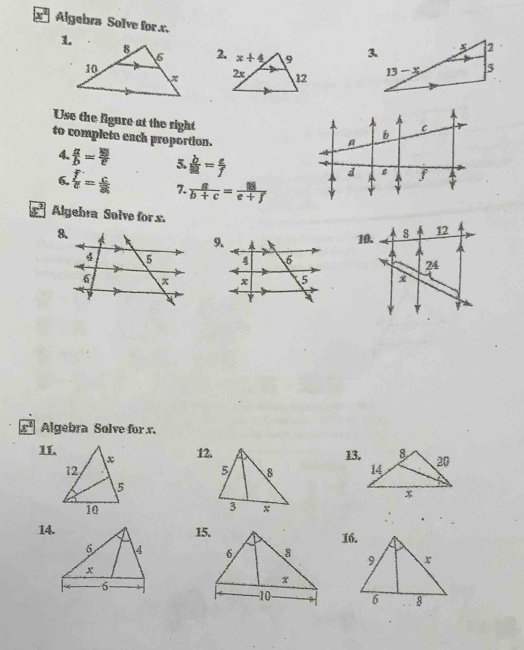 algebra solve for $x$. 1. 2. $x+4$ 3. $13-x$ use the figure at the righ…