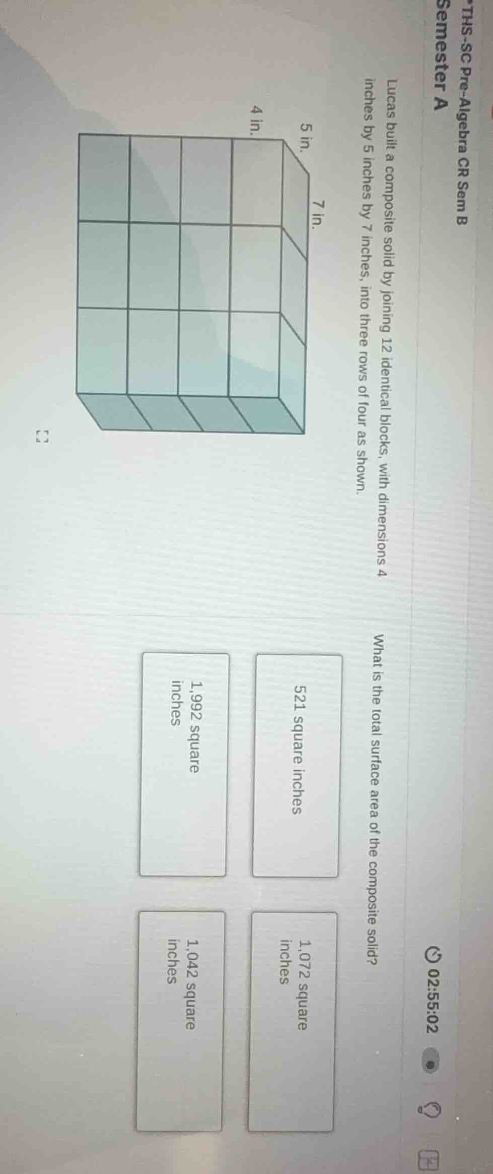 ths-sc pre-algebra cr sem bsemester alucas built a composite solid by j…