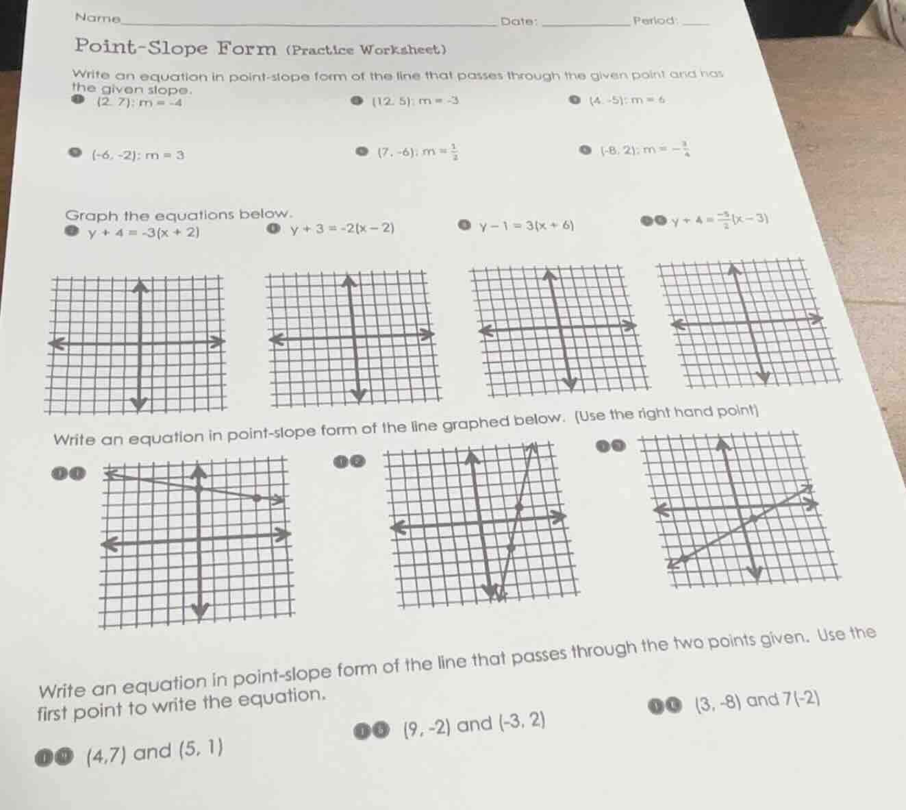 name________________________ date: __________ period: ____point-slope f…