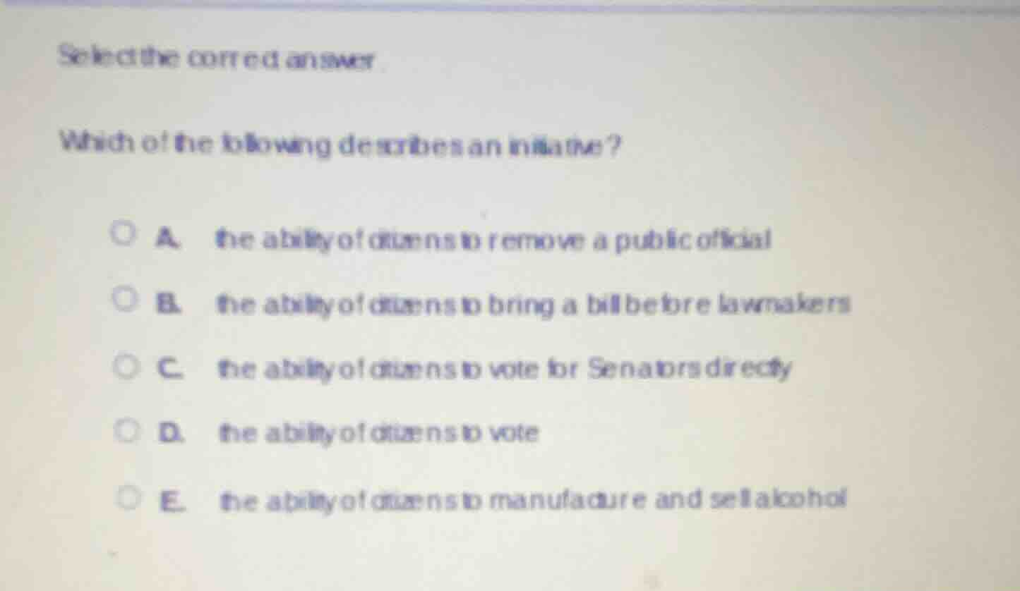 select the correct answer which of the following describes an initiativ…