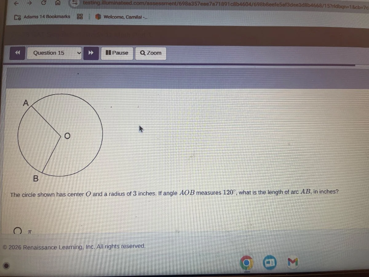 the circle shown has center $o$ and a radius of 3 inches. if angle $aob…